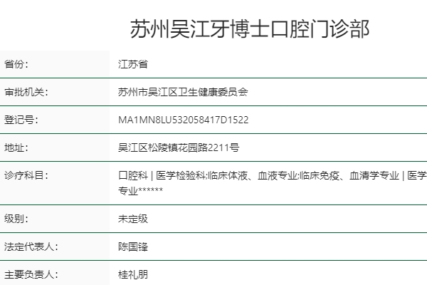 蘇州吳江牙博士口腔門診部