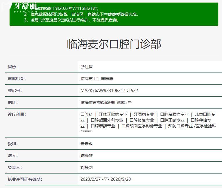 臨海麥爾口腔資質(zhì)