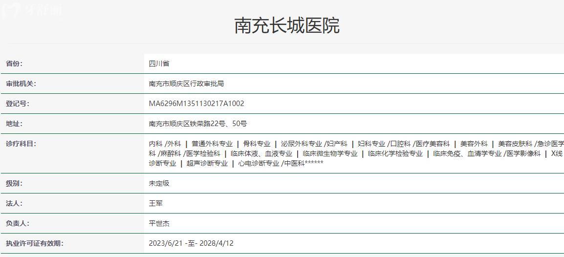 南充長城醫(yī)院衛(wèi)健委資料