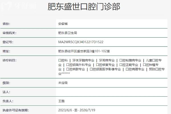合肥肥東盛世口腔門診部