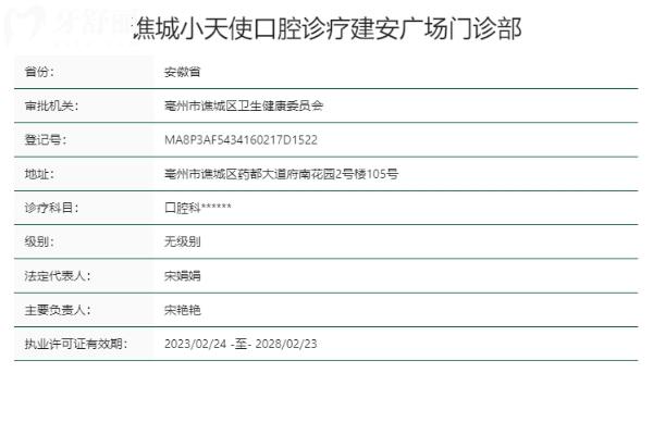 亳州譙城小天使口腔診療建安廣場(chǎng)門診部