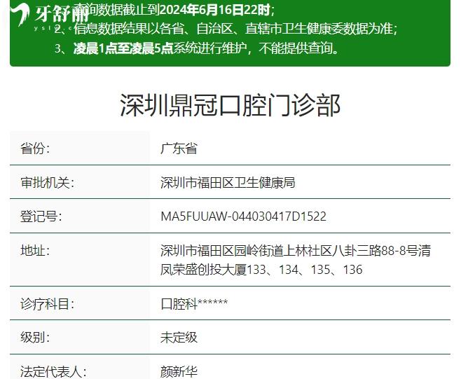 深圳鼎 冠口腔門診部資質(zhì)