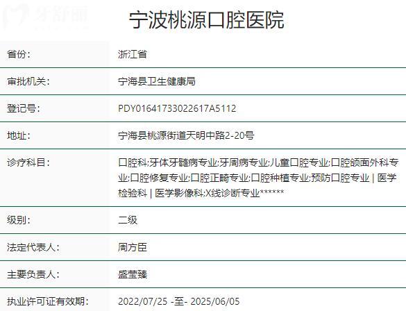 寧波桃源口腔醫(yī)院資質(zhì)