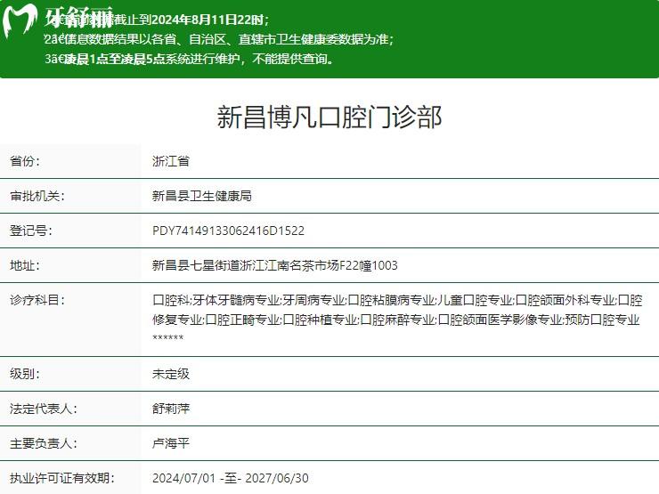 紹興新昌博凡口腔衛(wèi)健委資質(zhì)