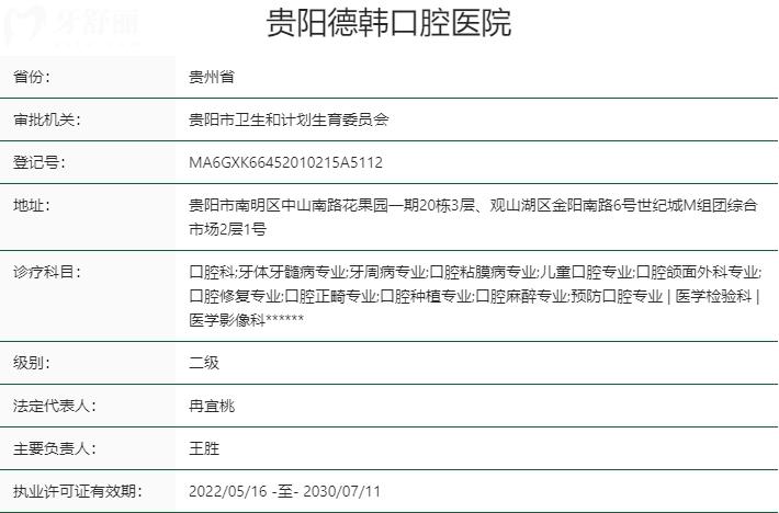 貴陽德韓口腔醫(yī)院資質(zhì)