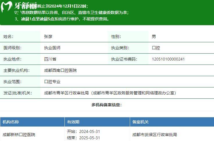 張彥醫(yī)生衛(wèi)健委資質(zhì)