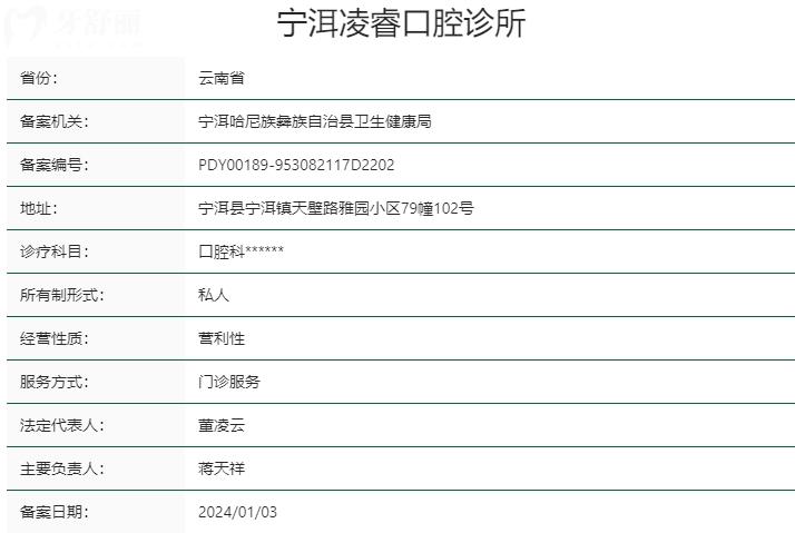 云南寧洱凌?？谇辉\所資質(zhì)