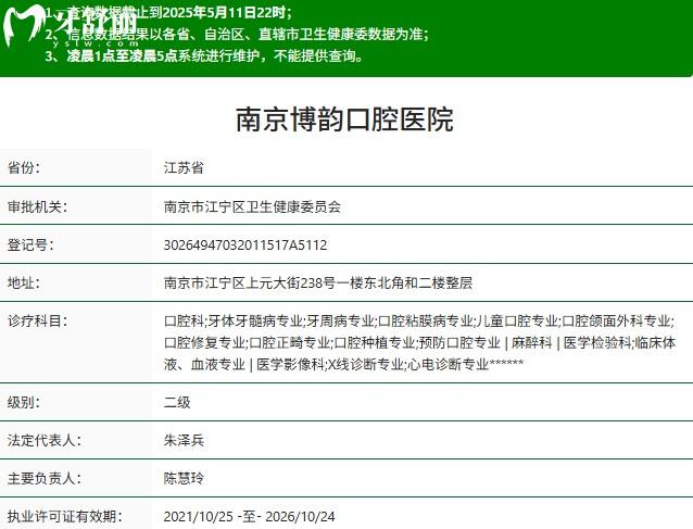 南京博韻口腔二級(jí)資質(zhì)