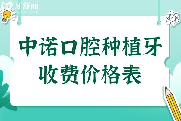 2025全新中諾口腔種植牙收費價格表(單顆